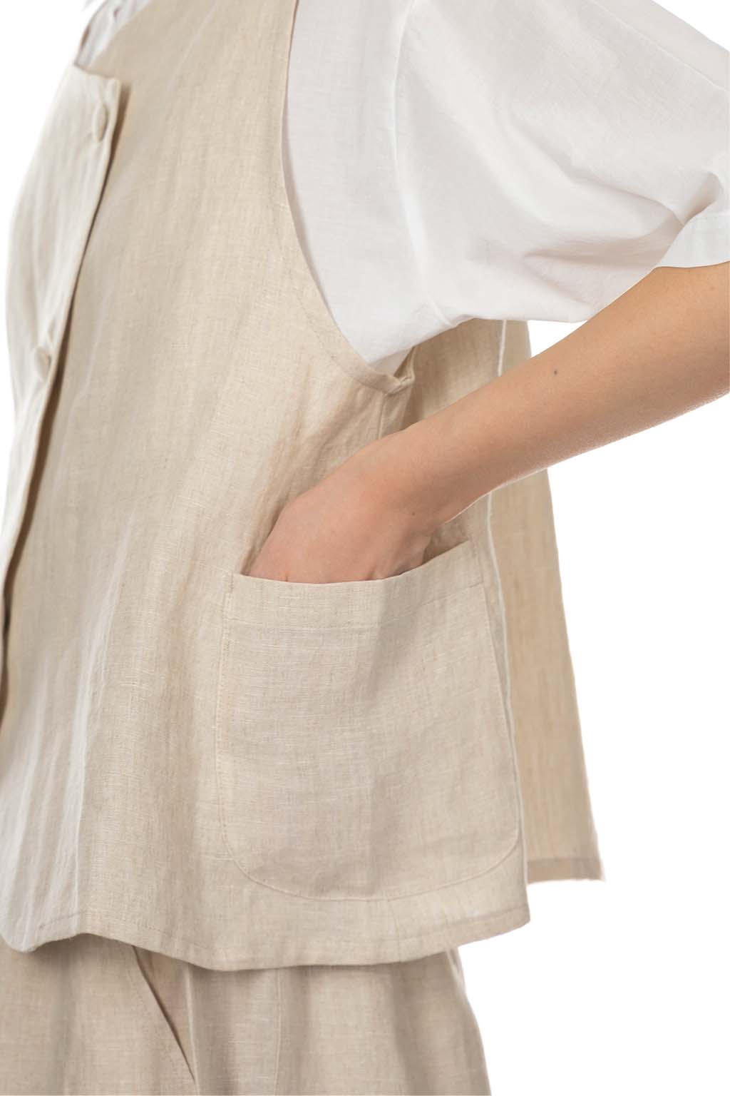 Nachukara - Linen Hemp 2 way Vest - Natural