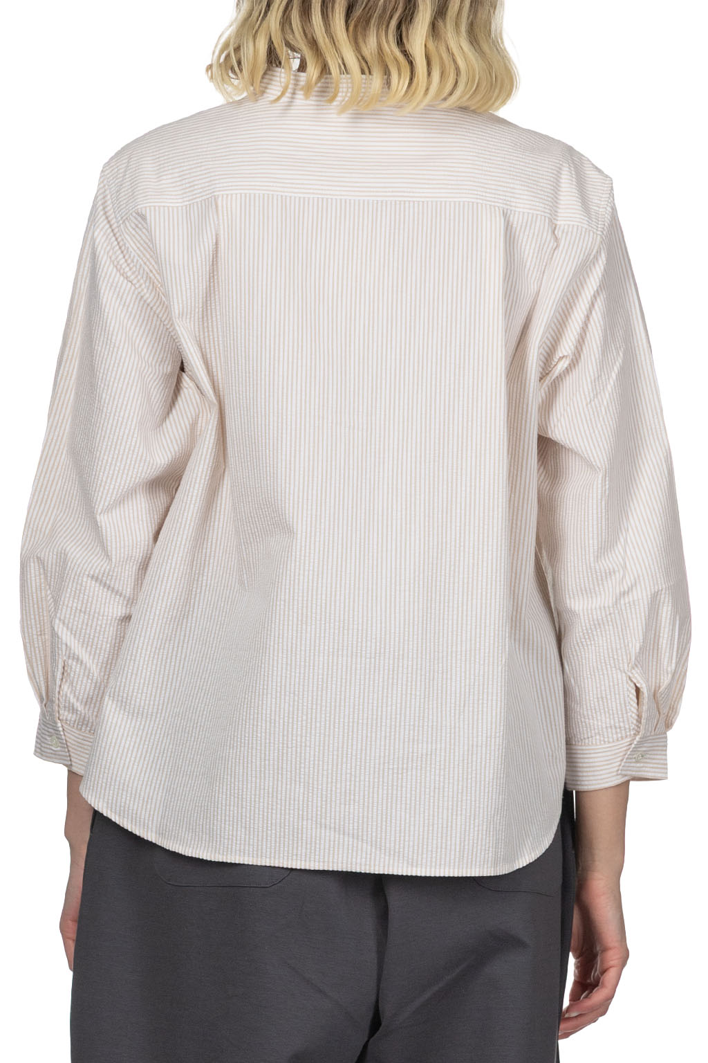 Nachukara - Seersucker Band Collar Blouse
