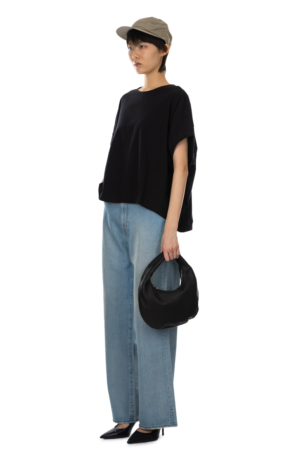 Nachukara - Soft Jersey Dolman Sleeve Pullover - Black