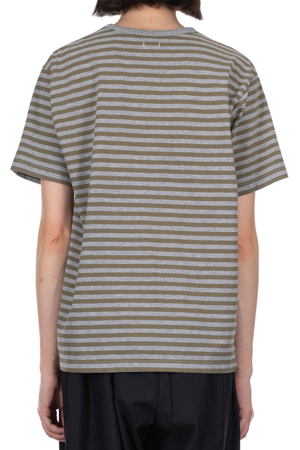 Nanamica (NAN) - COOLMAX Stripe Jersey Tee - Olive x Gray