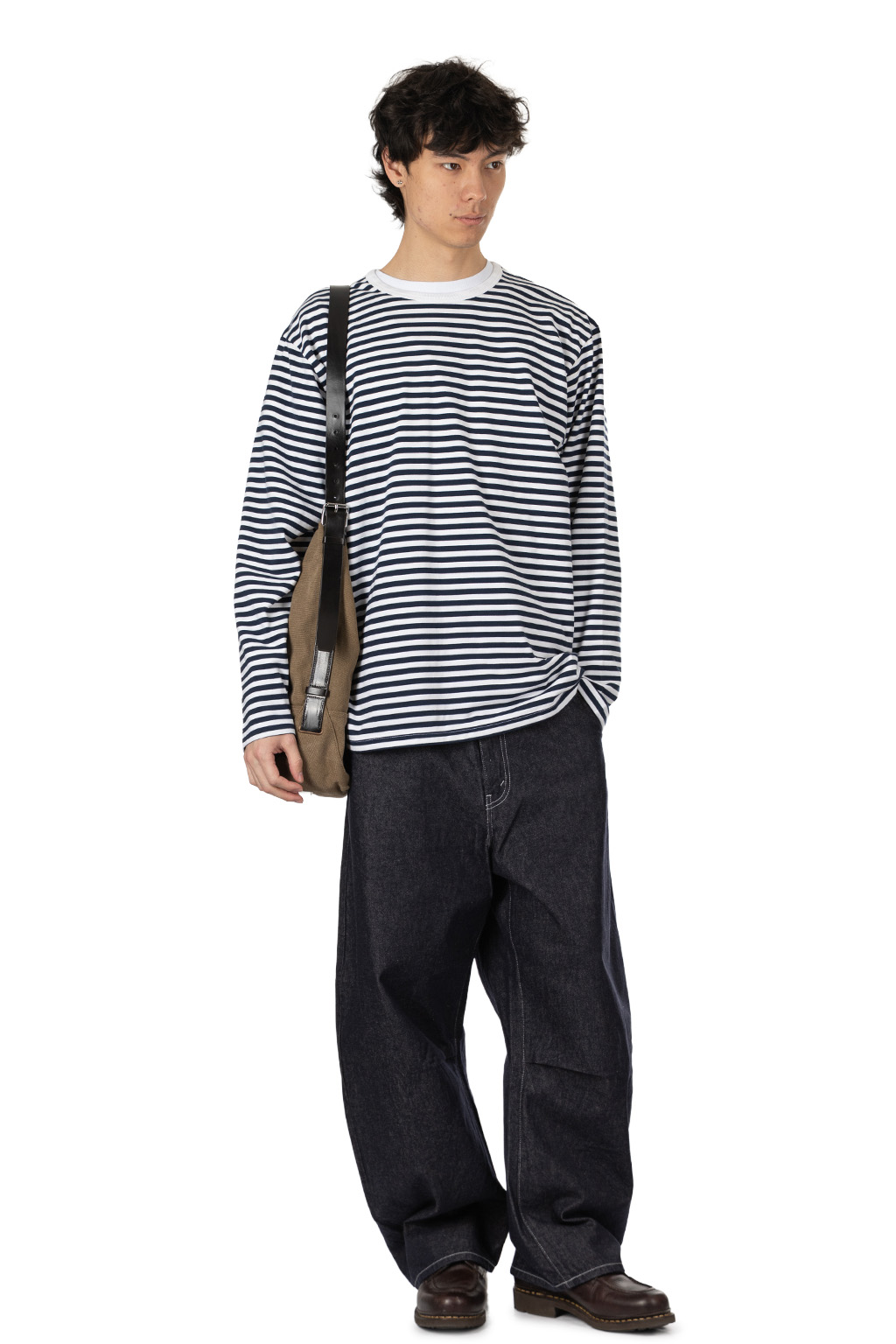 Nanamica (NAN) - Men COOLMAX Stripe Jersey Long Sleeves Tee - Navy x White