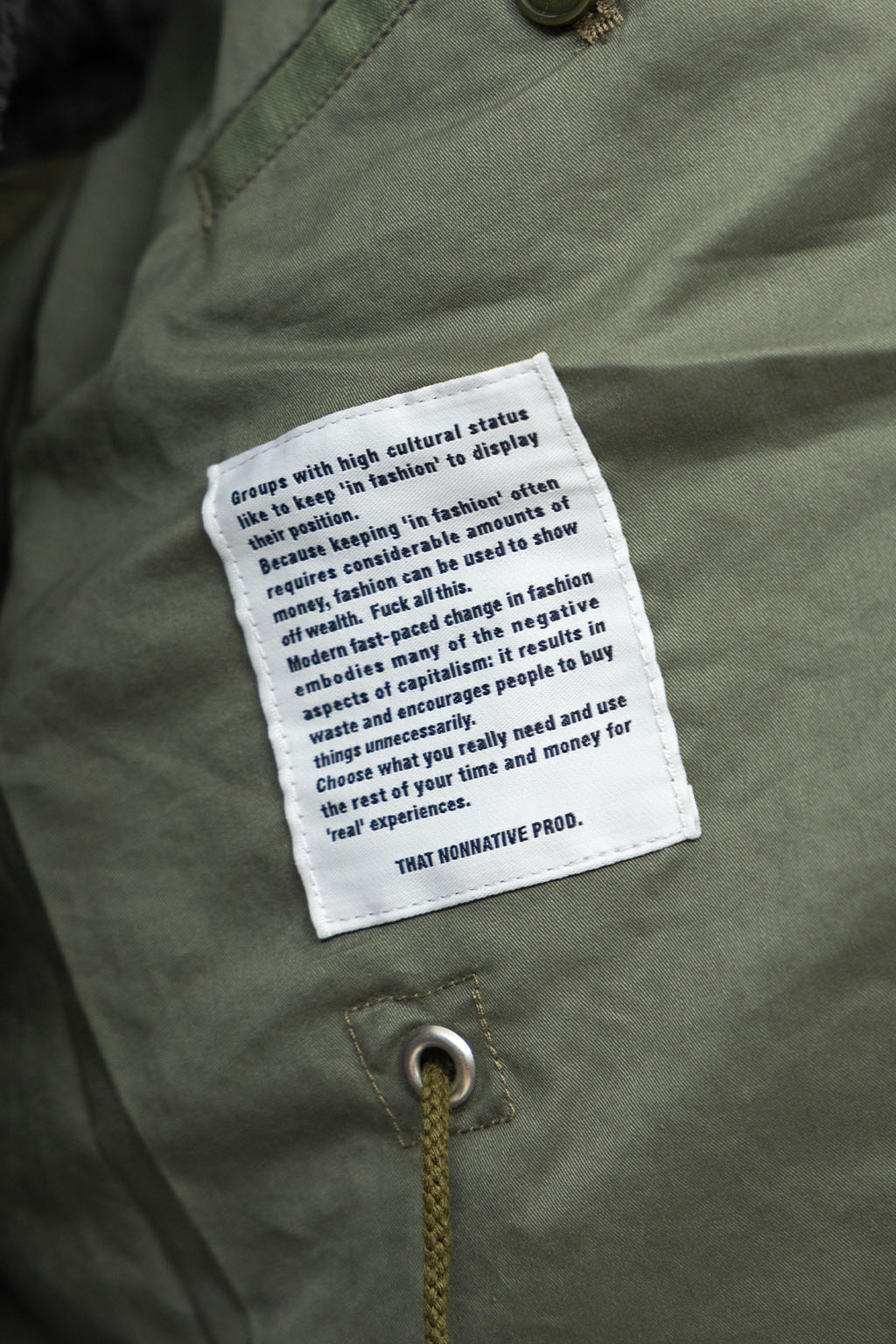 Nonnative - Trooper Jacket Cotton Backsatin Pigment Dye Windstopper - Olive