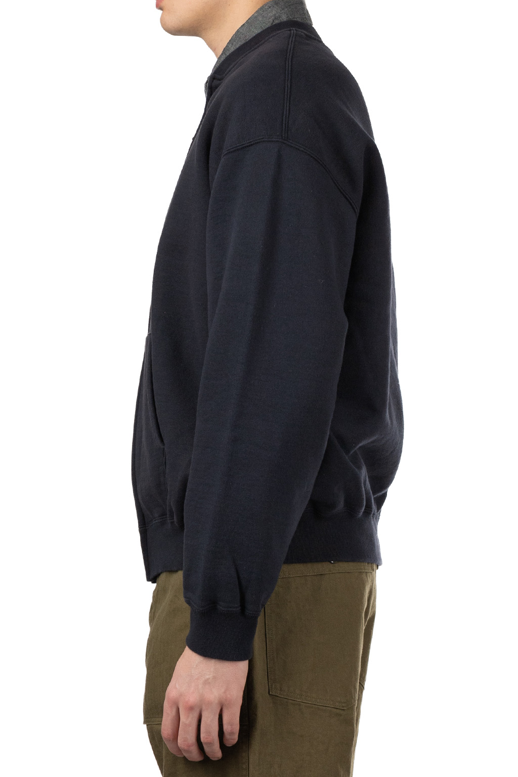 OrSlow - Front Zip Densely Knit Sweat Shirt - Dark Navy