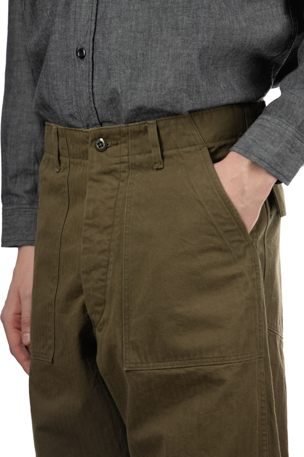 OrSlow - Herringbone Vintage Fit Fatigue Pants - Army Green