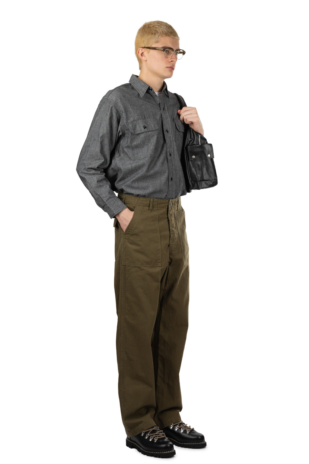 OrSlow - Herringbone Vintage Fit Fatigue Pants - Army Green