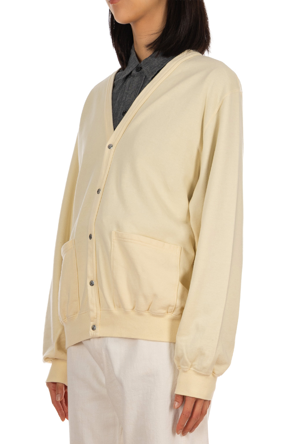 OrSlow - Light Weight French Terry Sweat Shirt Cardigan - Pale Yellow