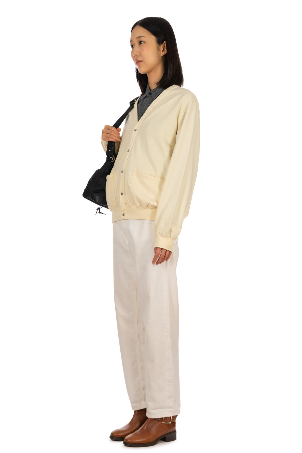 OrSlow - Light Weight French Terry Sweat Shirt Cardigan - Pale Yellow