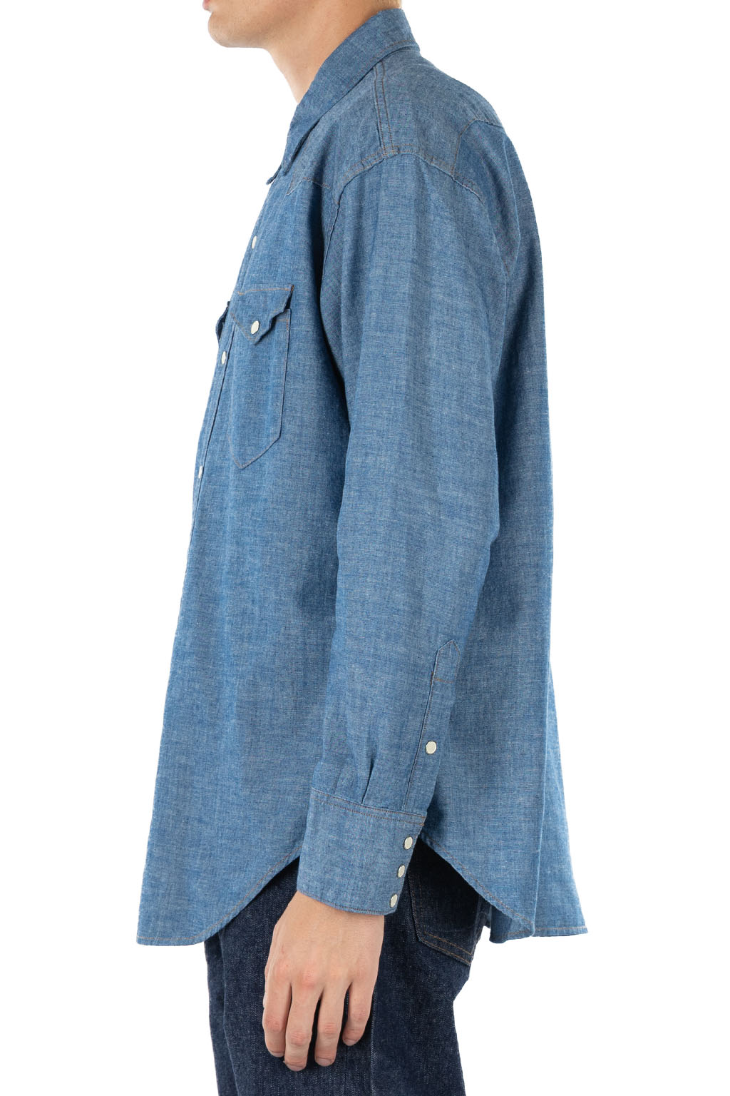 OrSlow - Relaxed Chambray Western Shirt - Chambray