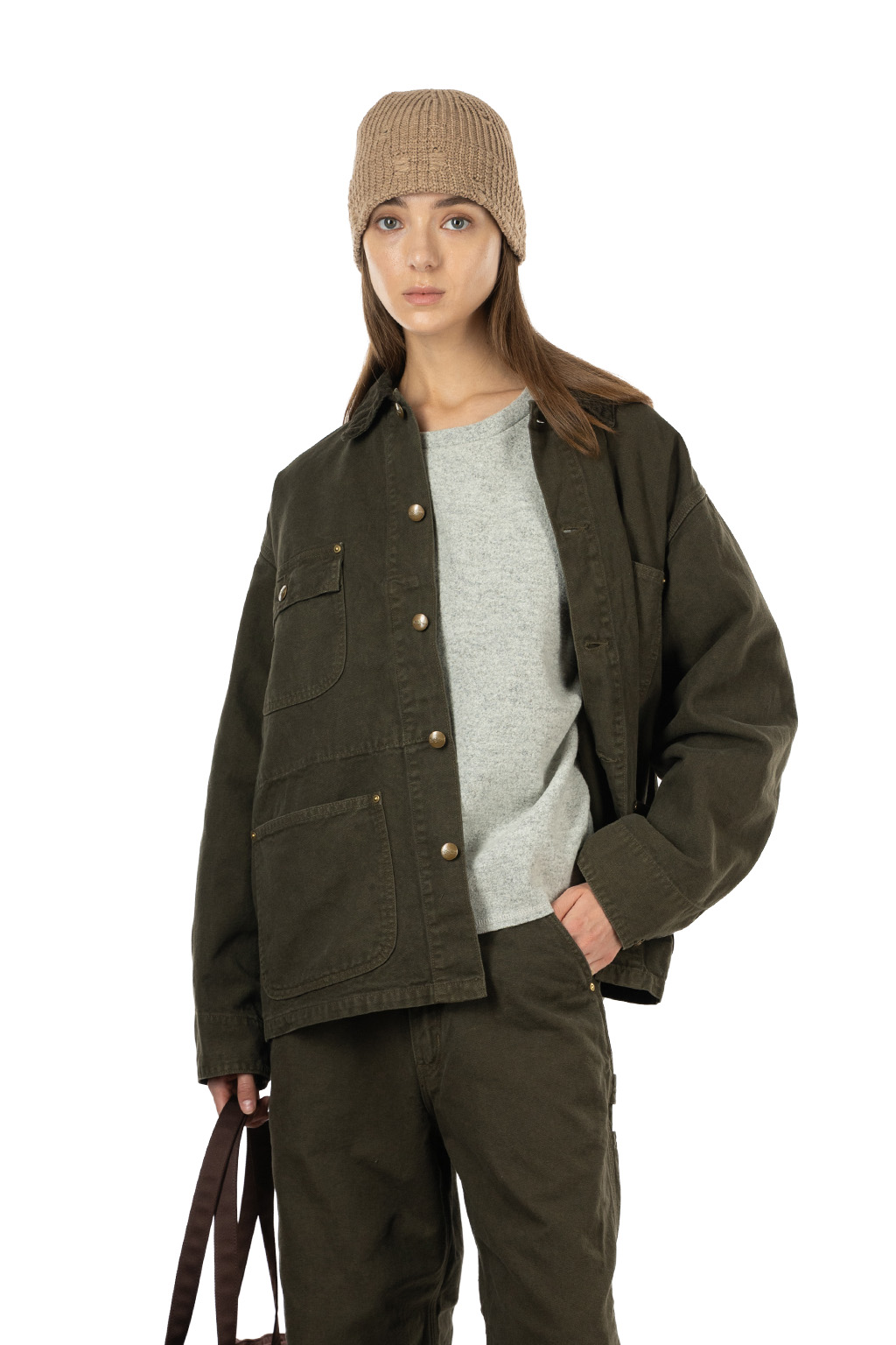 OrSlow Relaxed Fit Oxford Coverall - Coffee Brown