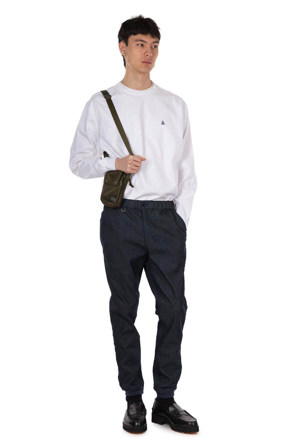 SOPHNET - STRETCH DENIM SLIM-FIT RIBBED PANTS