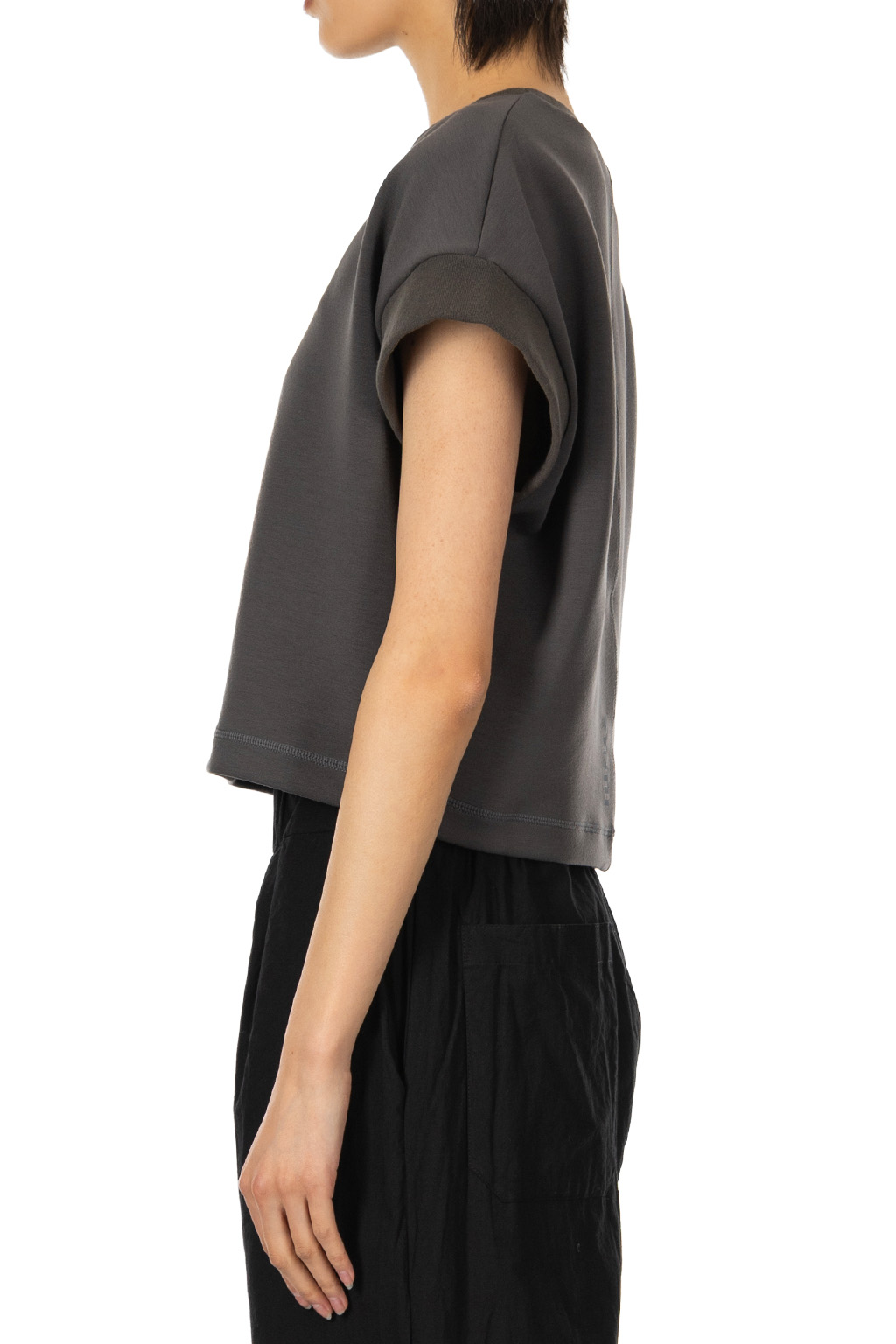 SYNTH - Sleeveless Cropped T - Olive Gray