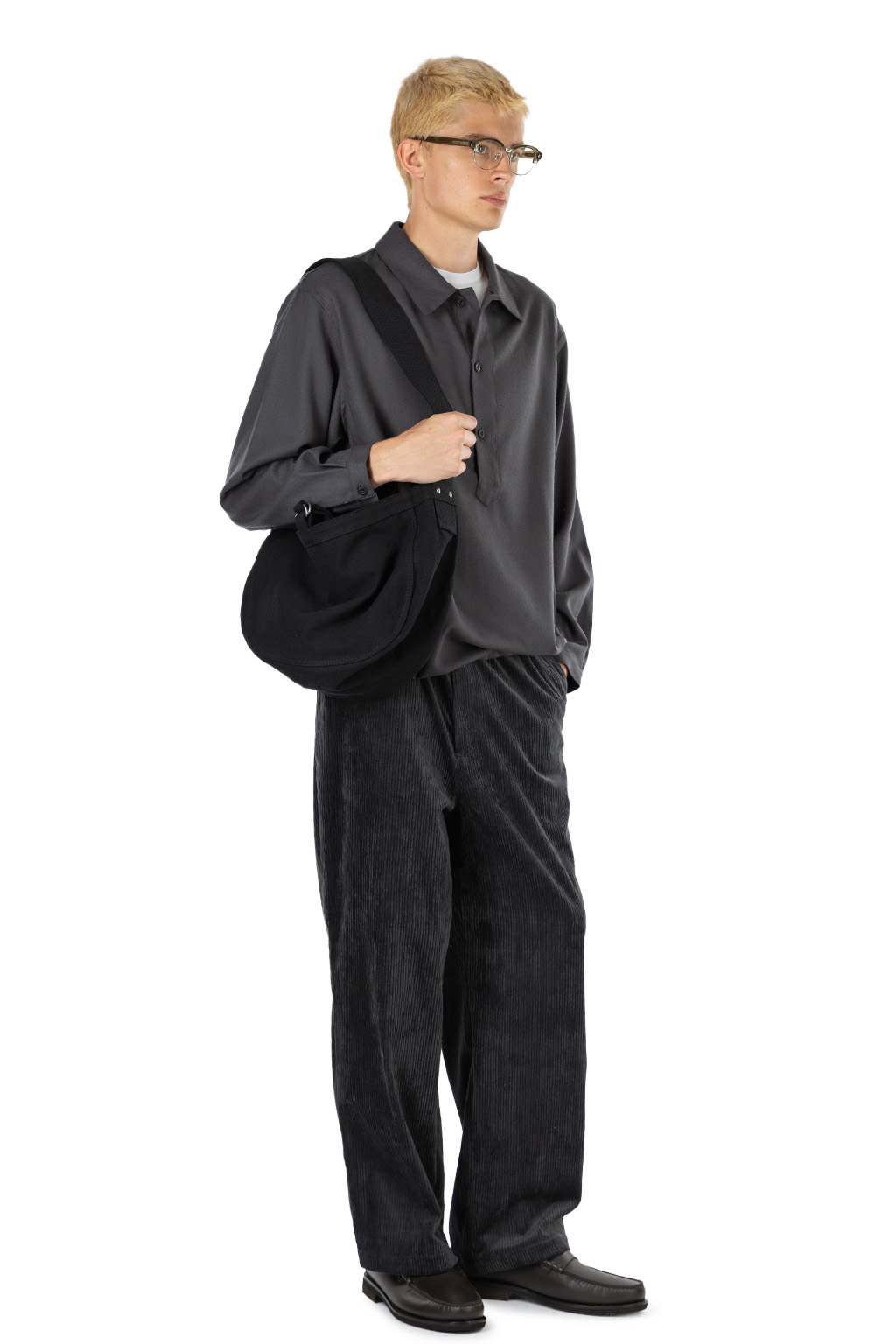 Still by hand - Corduroy Straight Pants - Blue Charcoal