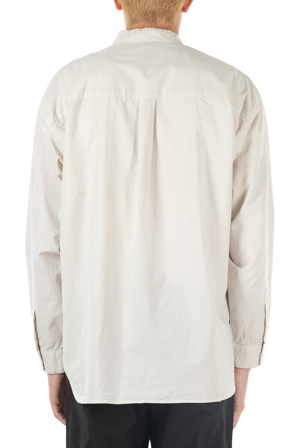 Still by hand - Garment-dye band collar shirt - Ecru