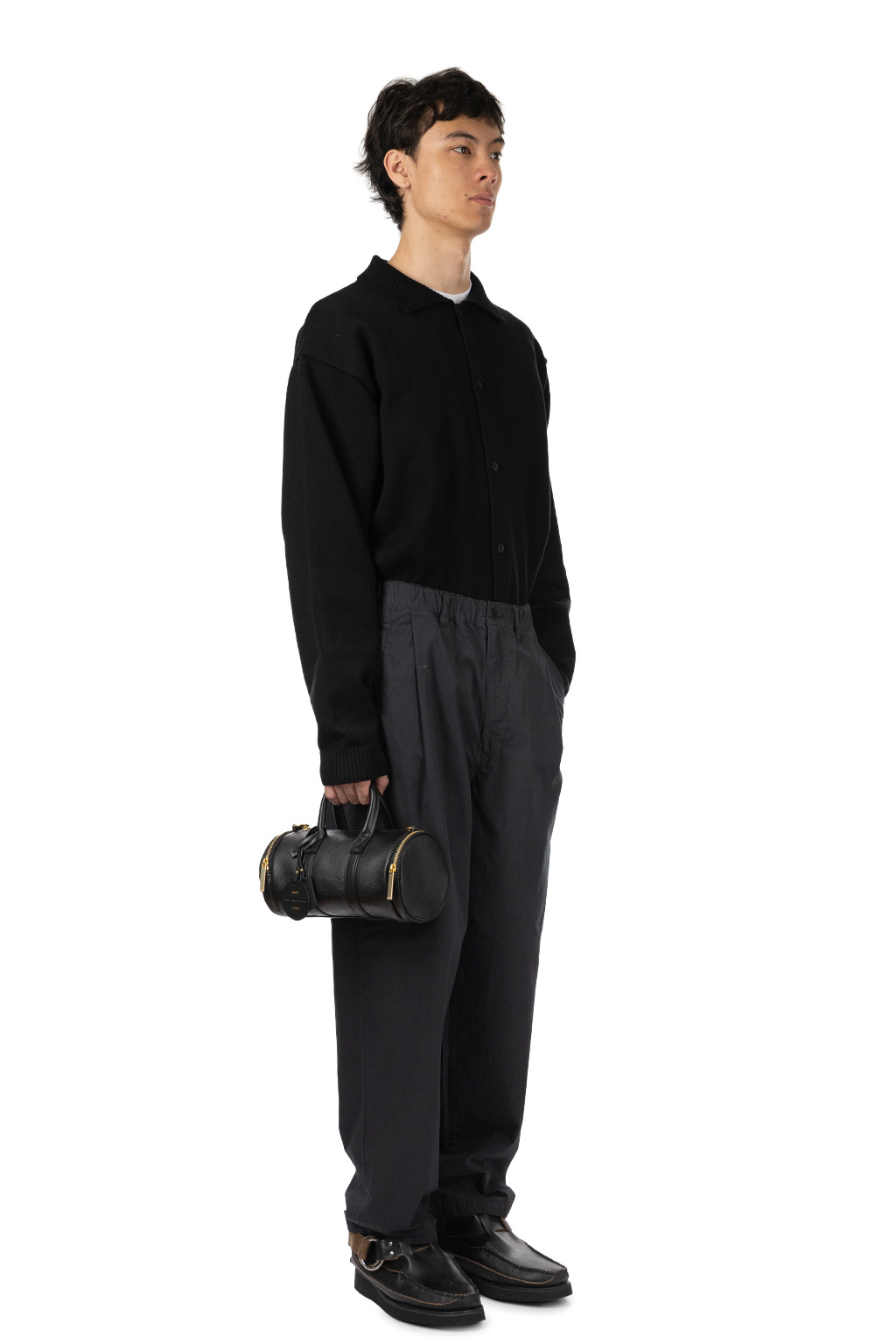 Still by hand - Garment-Dye Deep Tuck Pants - Blue Charcoal