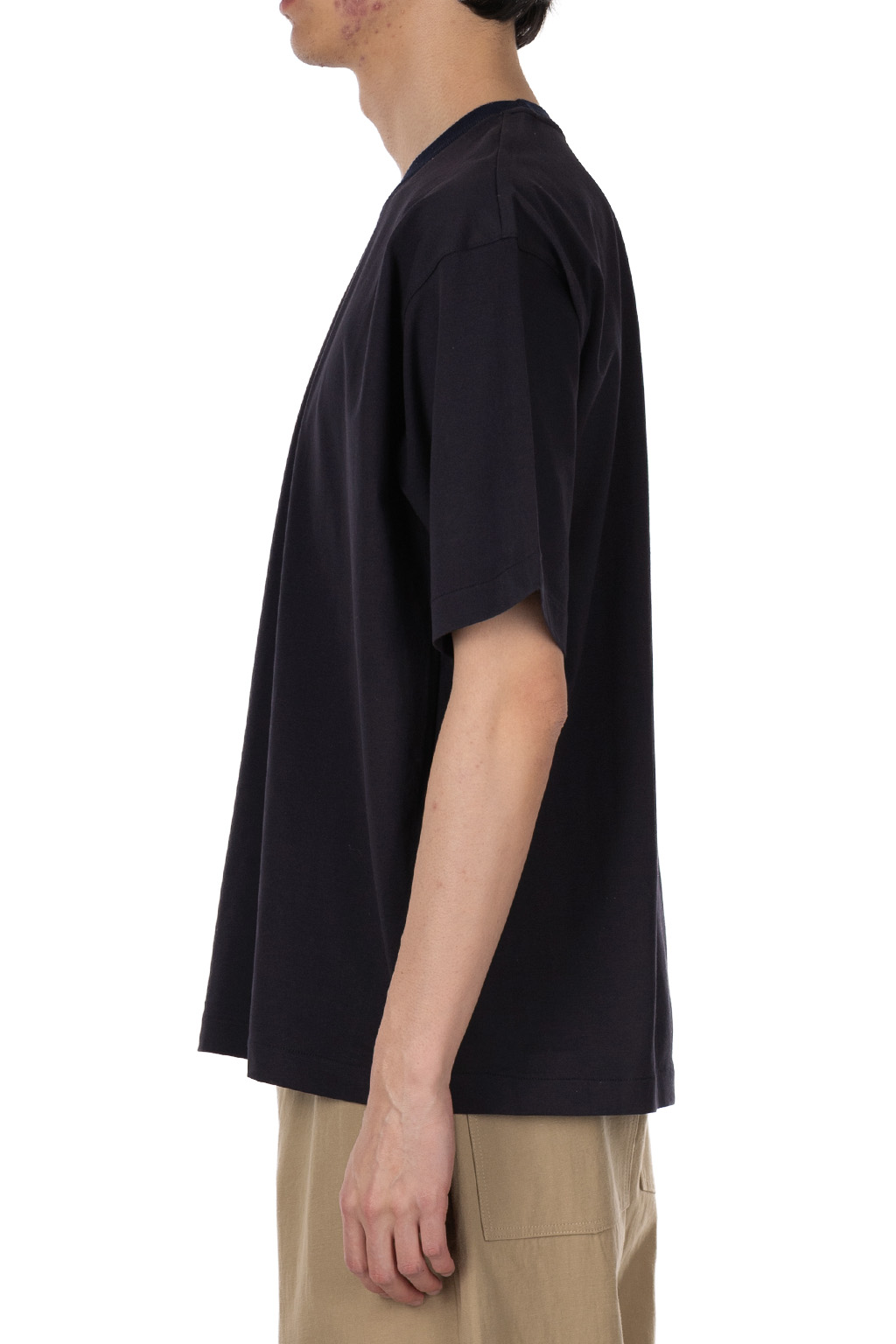 Still by hand - Knitted rib t-shirt - Black Navy