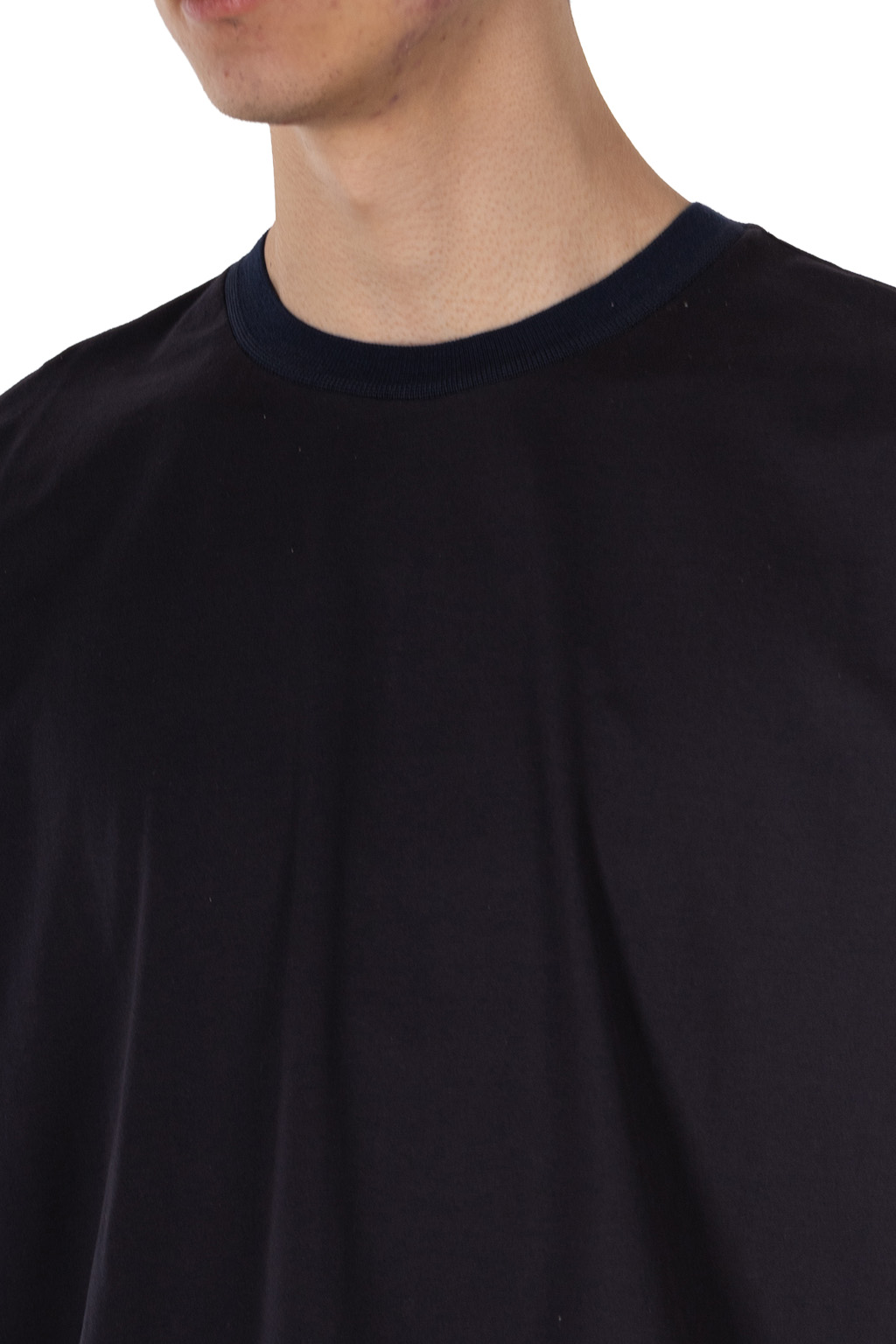 Still by hand - Knitted rib t-shirt - Black Navy