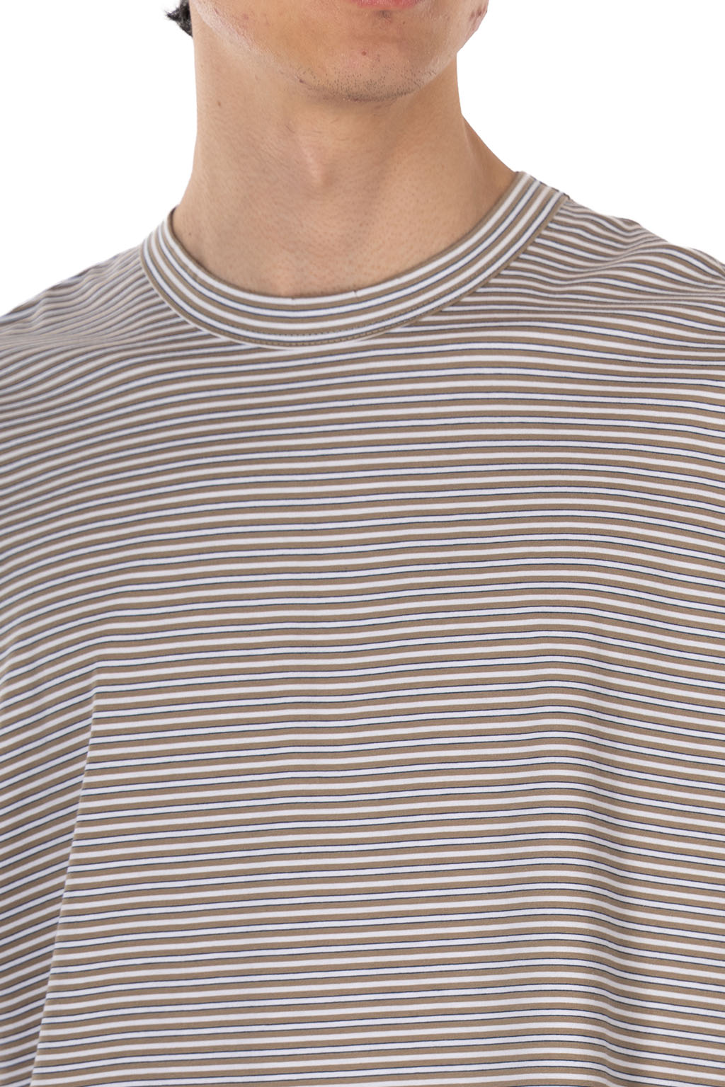 Still by hand - Striped t-shirt  - Beige White