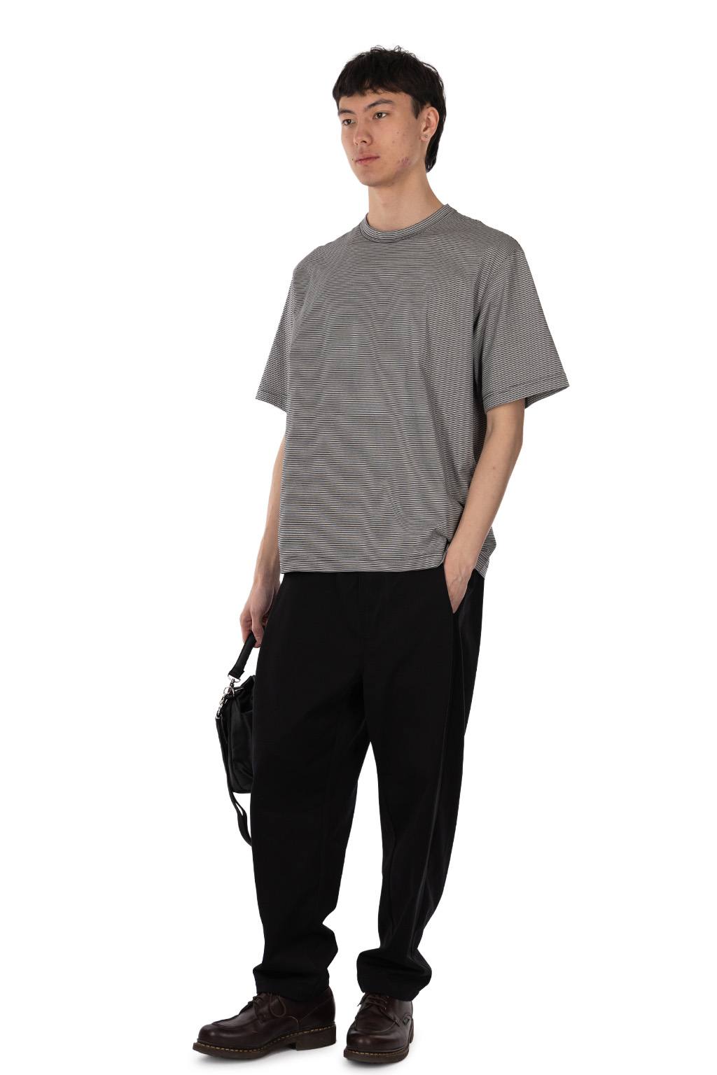 Still by hand - Striped t-shirt  - Grey Black