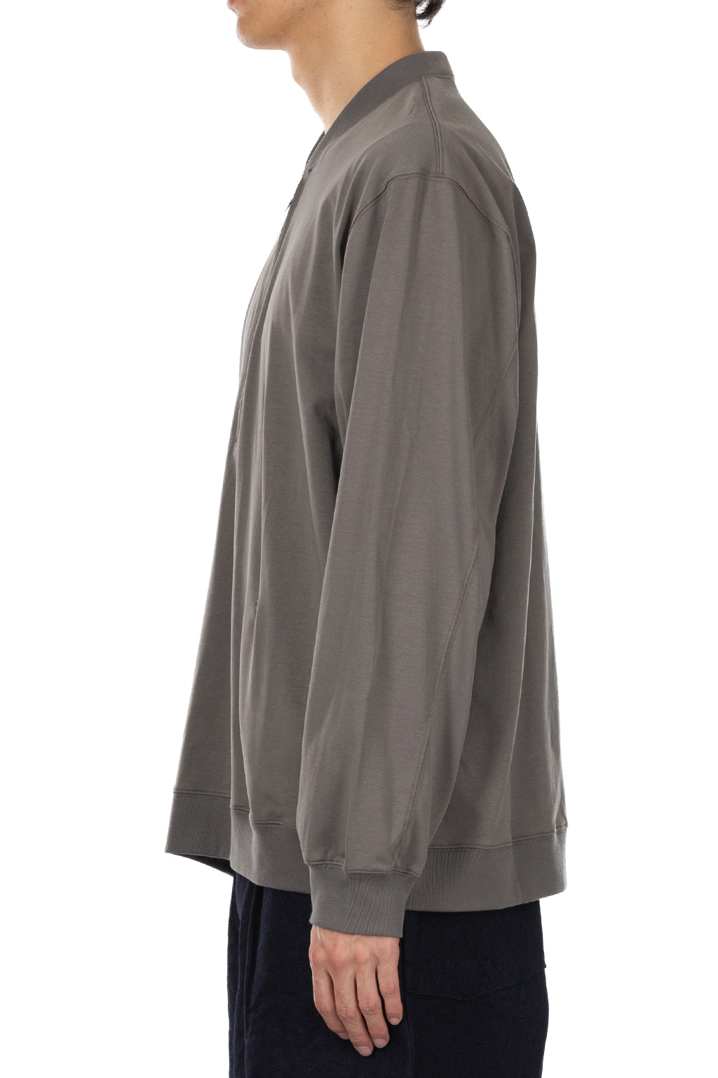 Still by hand - Zip Up Cotton Jumper - Slate Grey