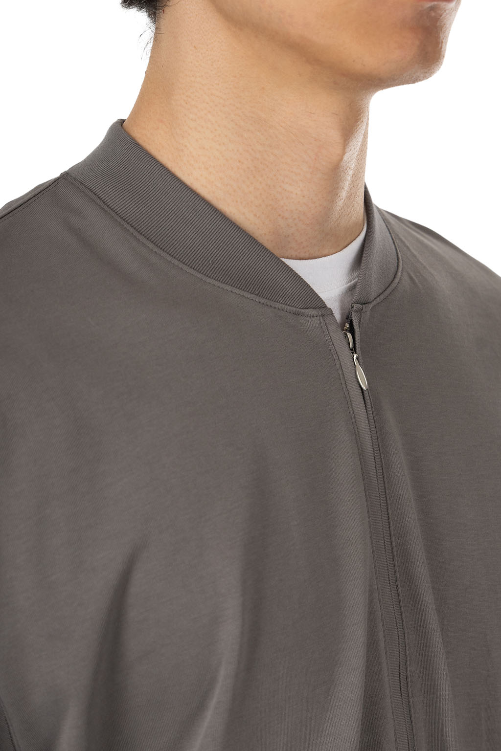 Still by hand - Zip Up Cotton Jumper - Slate Grey