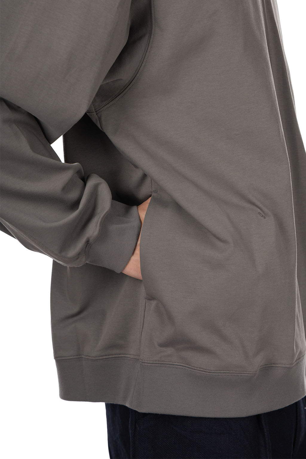 Still by hand - Zip Up Cotton Jumper - Slate Grey