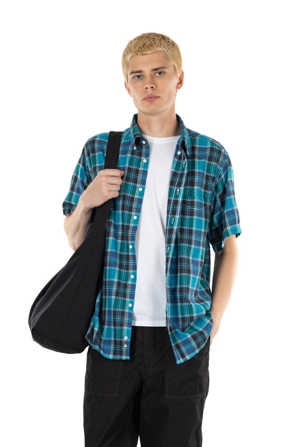 Sugar Cane - Madras Check Button Down Shirt - Blue