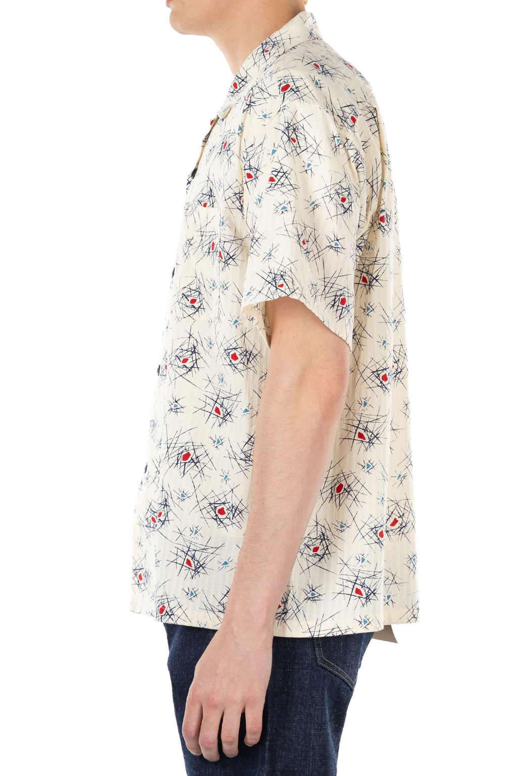 Sugar Cane - Star of Hollywood - Dobby Cotton Open Shirt - Atomic - Navy