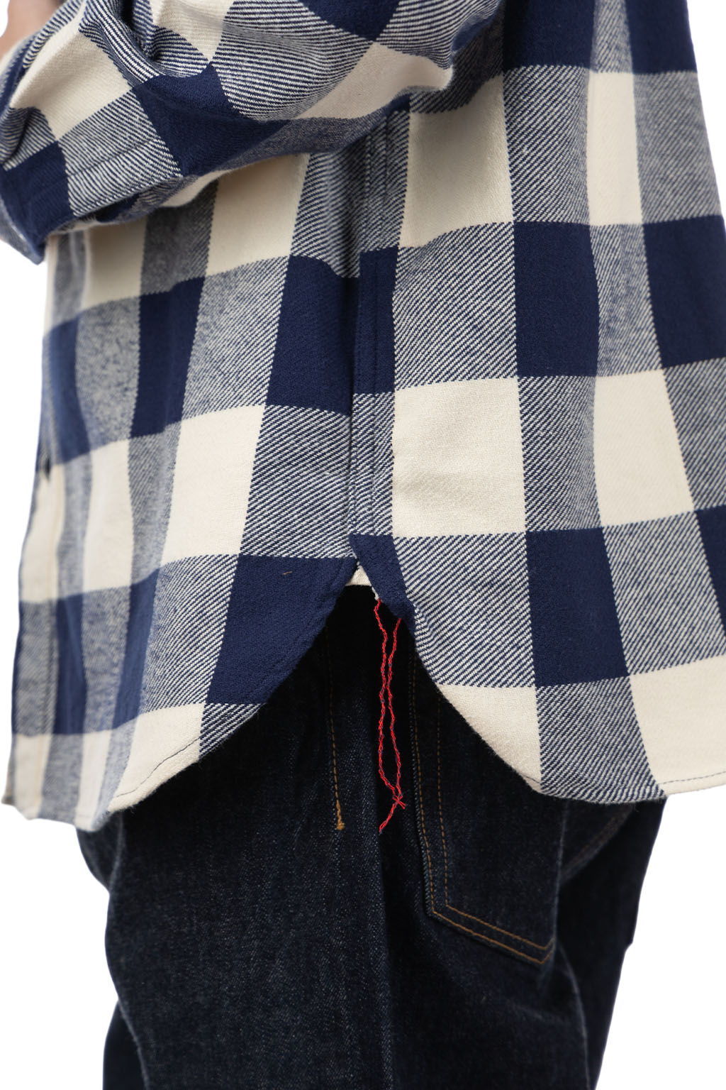 Sugar Cane - Twill Check LS Work Shirt - Navy