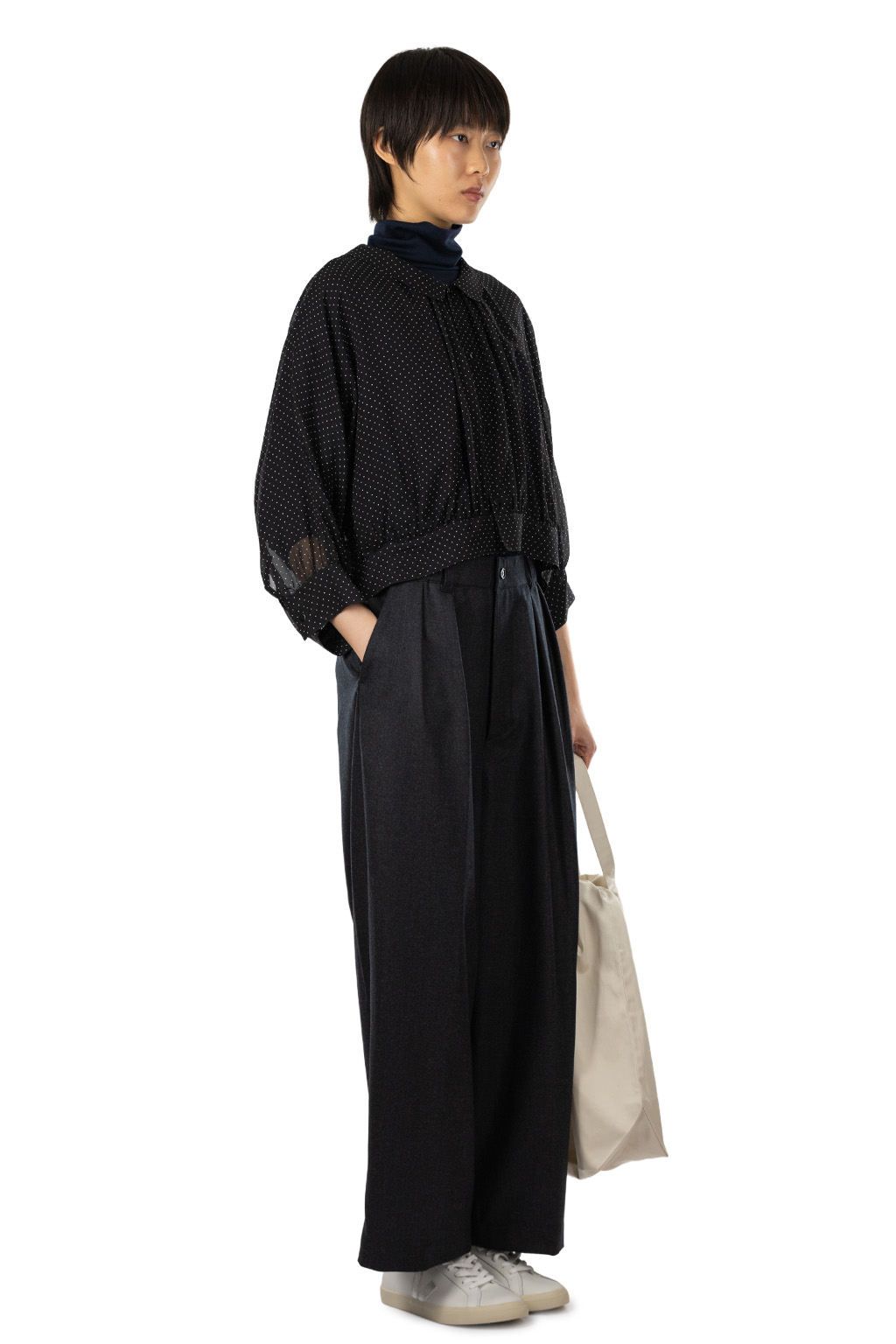 TOUJOURS - Collared Bolero Blouse - Midnight
