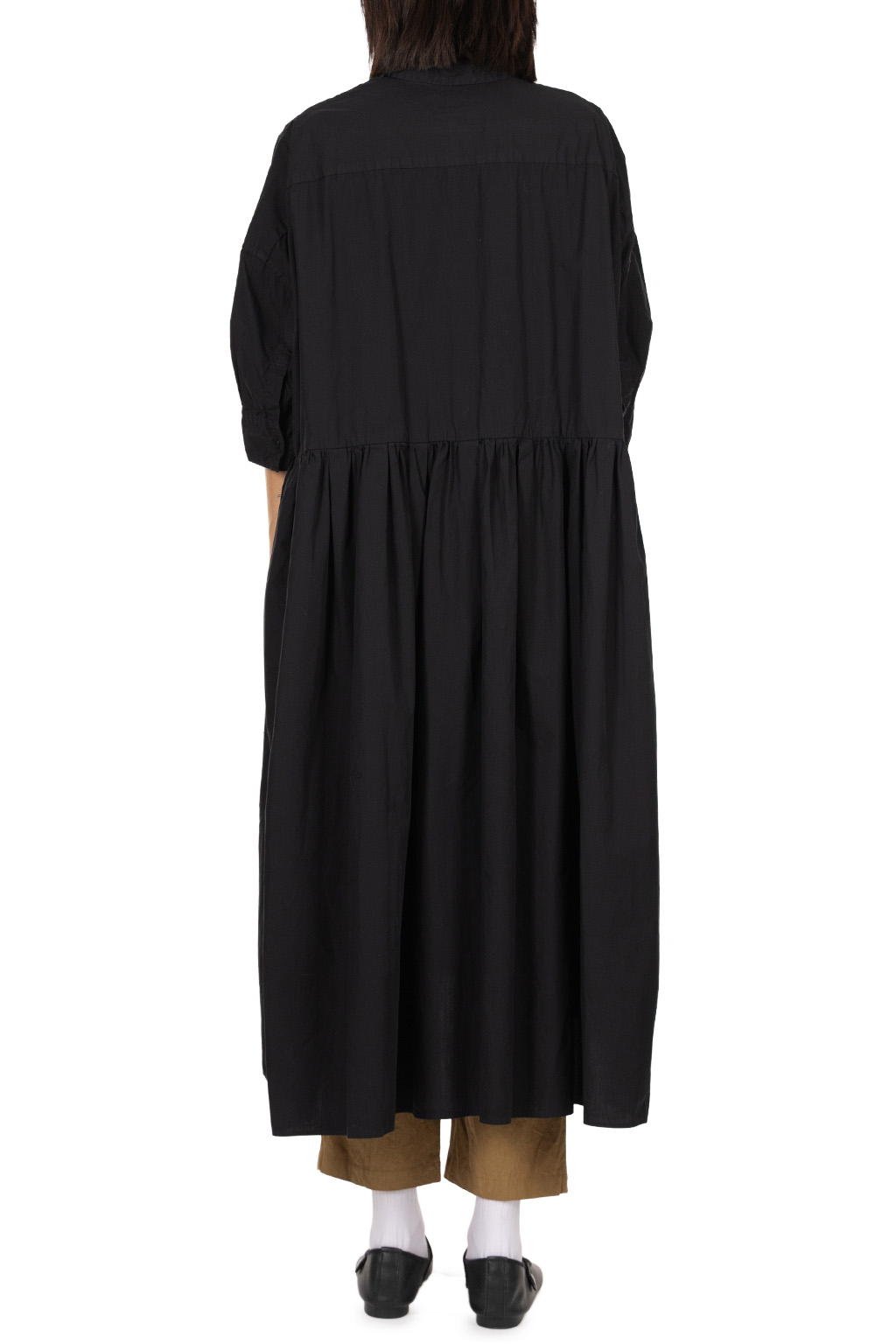 TOUJOURS - Random Pleated Half Sleeve Shirt Dress - Black Navy