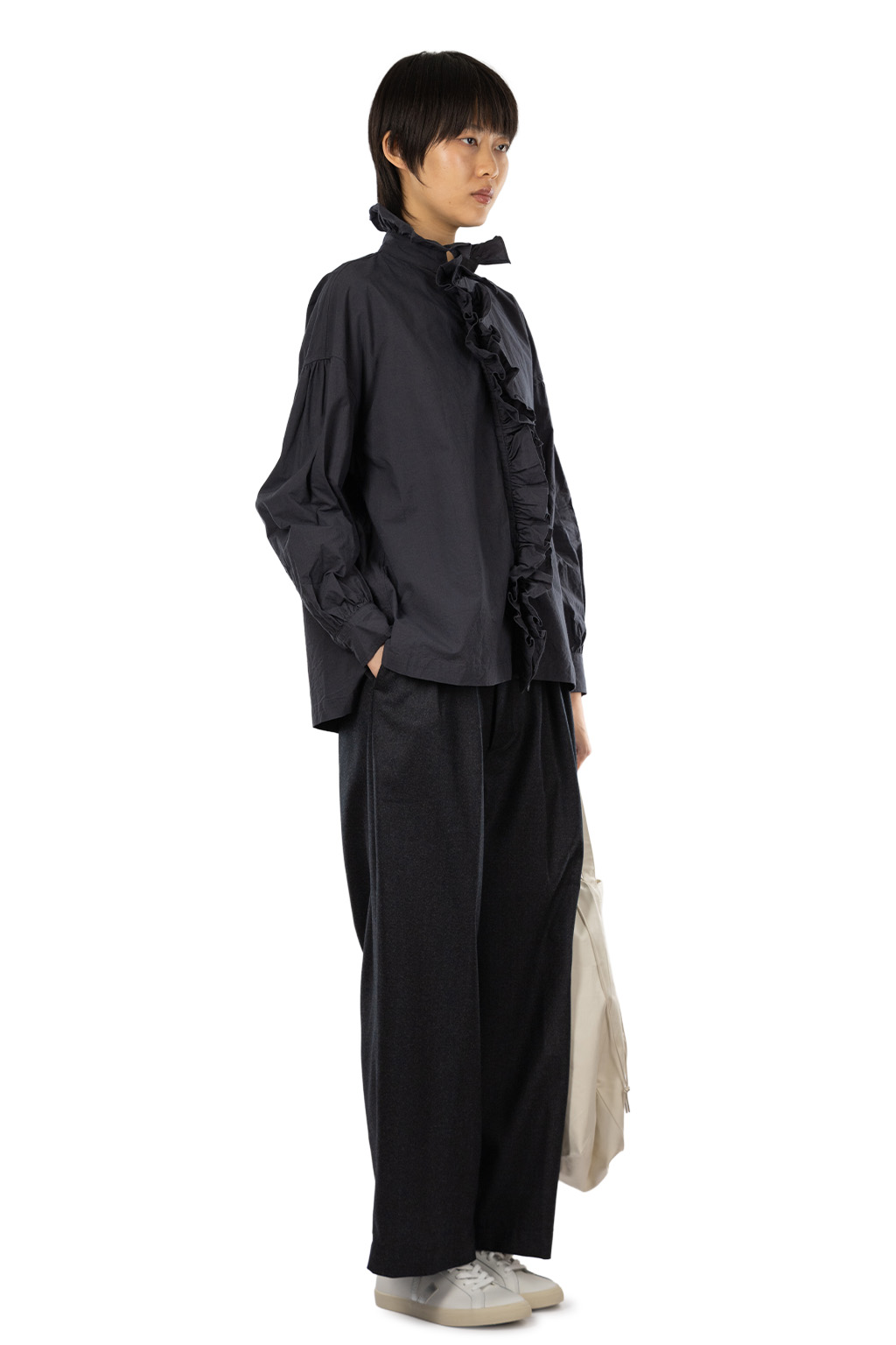 TOUJOURS - Ruffle Shirt - Ink