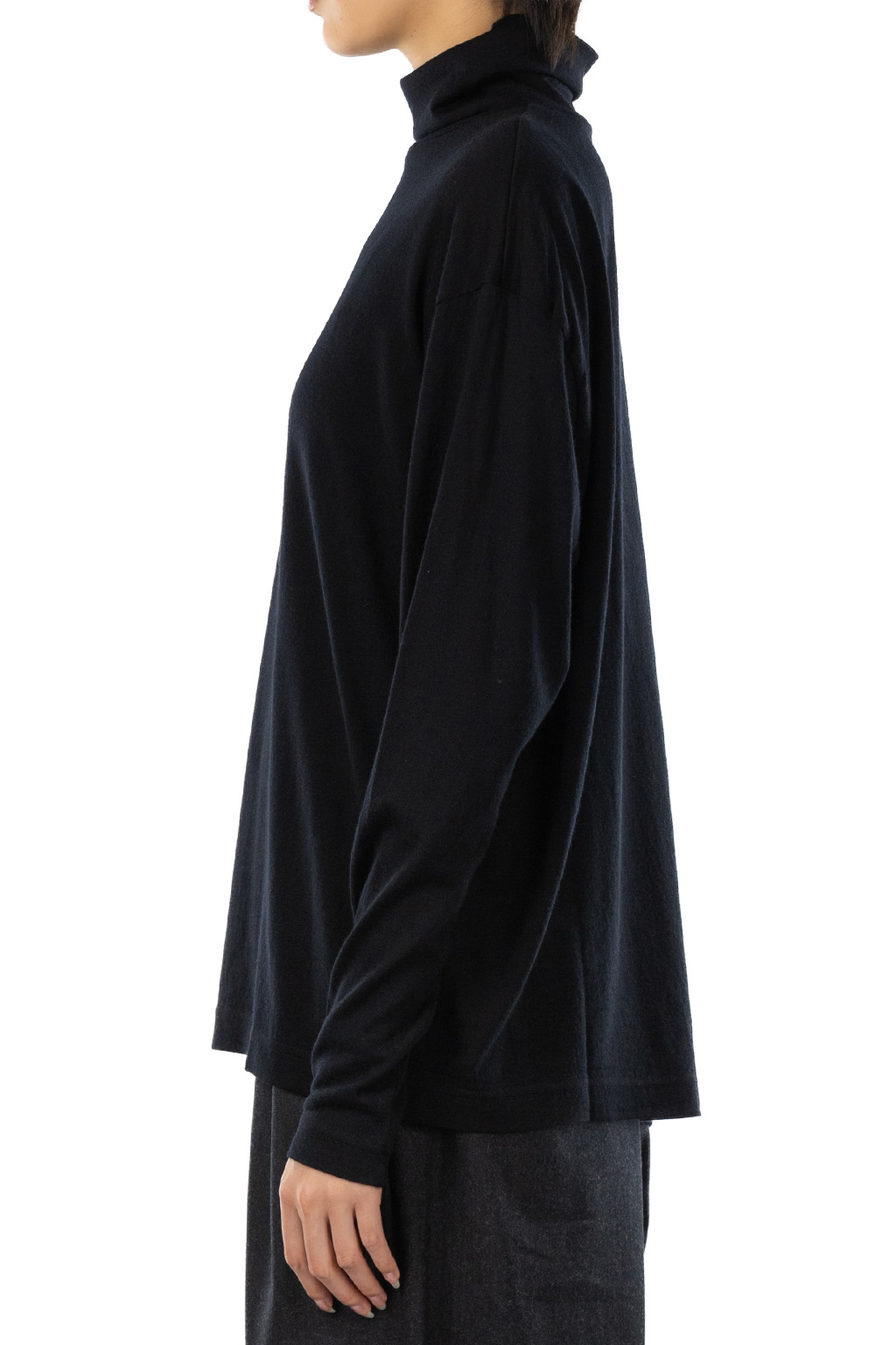 TOUJOURS - Turtle Neck Big Pullover  - Black