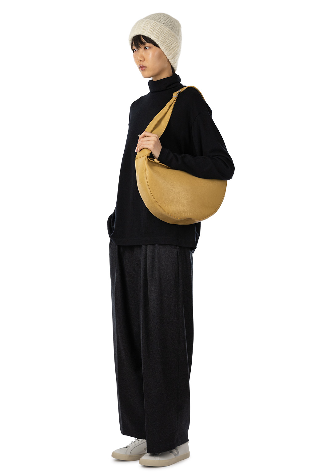 TOUJOURS - Turtle Neck Big Pullover  - Black