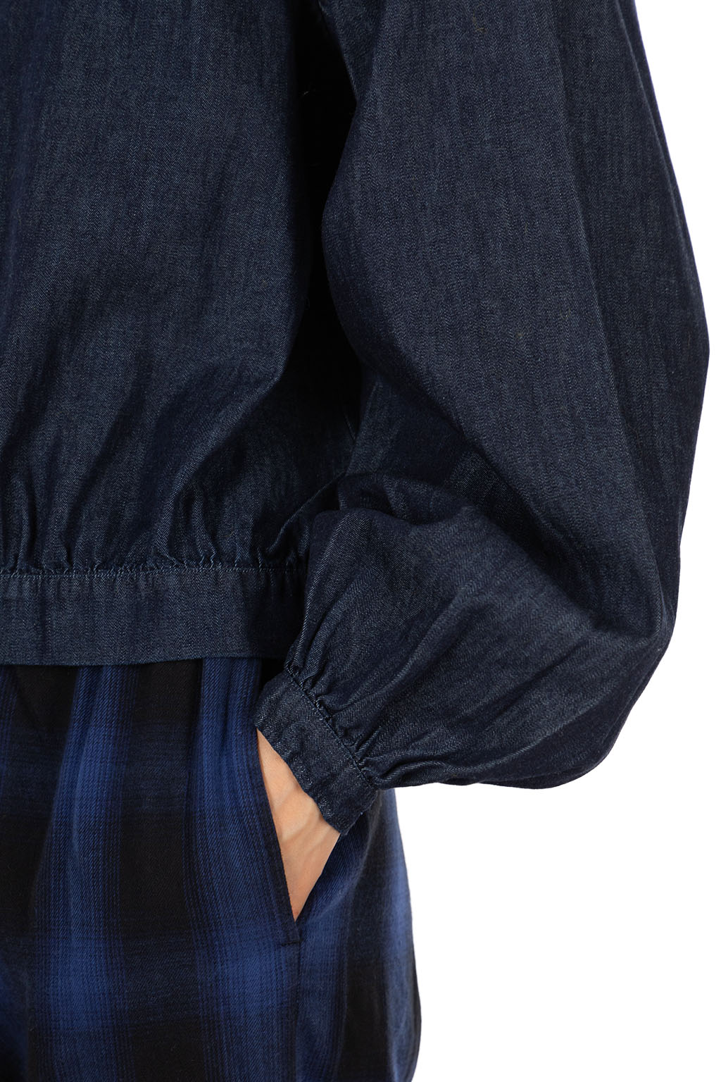 Tigre Brocante - 6oz Denim Stand Collar LS Shirt - Indigo