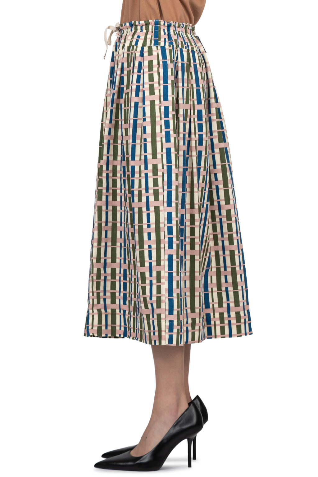 Tigre Brocante - Bamboo Check Katsuragi Ficelle Long Skirt - Pink