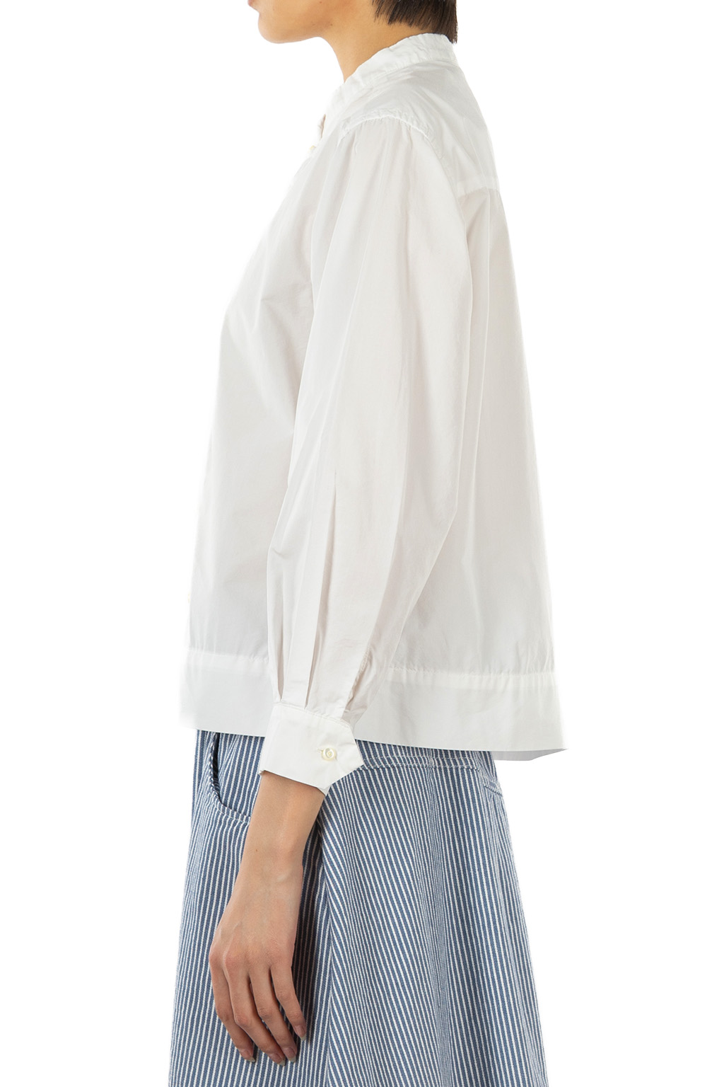 Tigre Brocante - Cotton Tencel Qipao Shirt - White