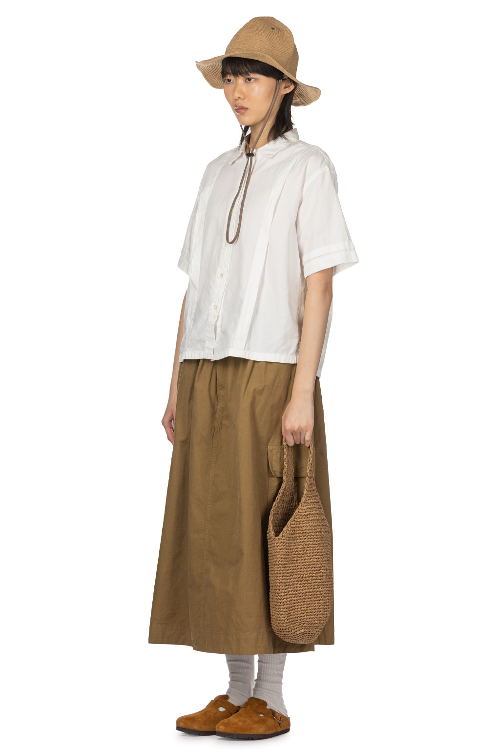 Tigre Brocante - Organic Twill Tuck Beach Short Sleeve Shirt - White