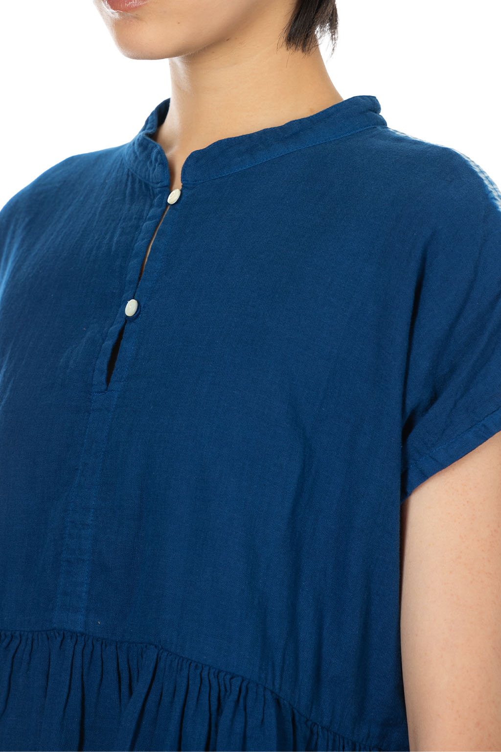 Tigre Brocante - Thin Line Over-Gathered Drop Tunic - Indigo