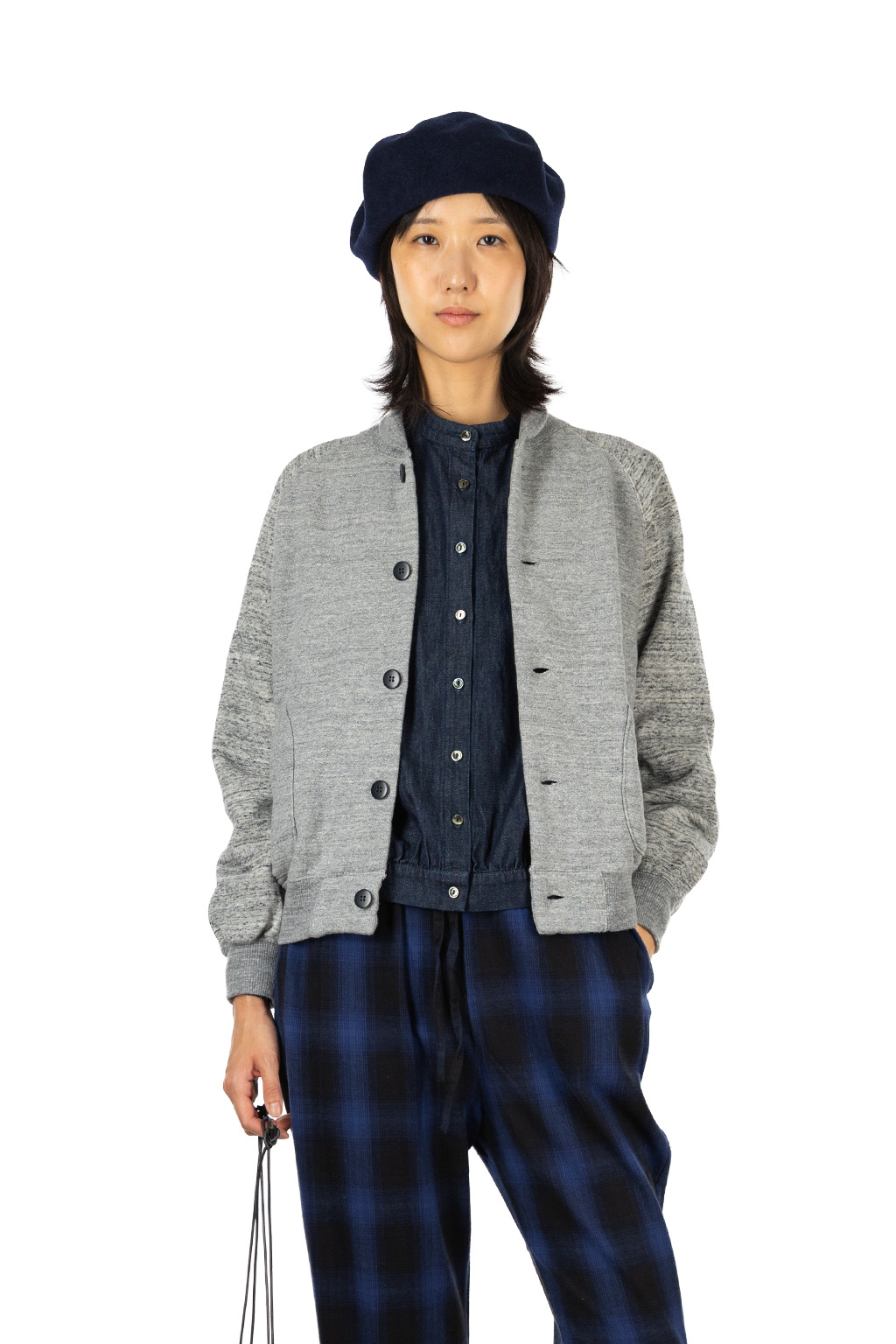 Tigre Brocante - Women Vintage Heathered Fleece Baseball Jacket - Grey