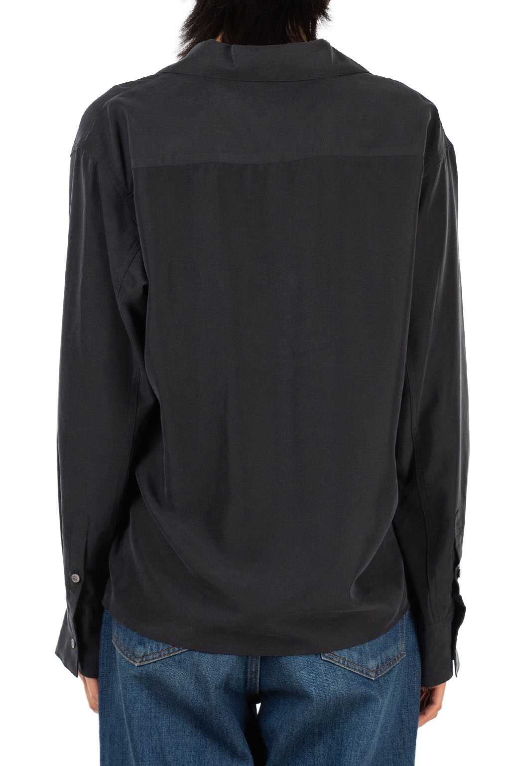 Tu es mon Tresor - Lace-Up Viscose Shirt - Black