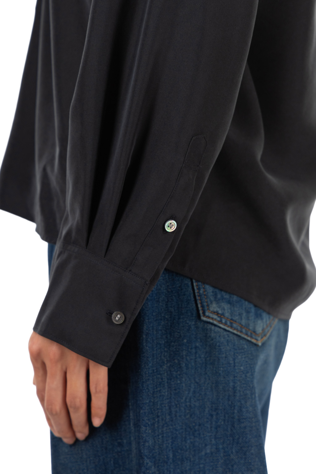 Tu es mon Tresor - Lace-Up Viscose Shirt - Black
