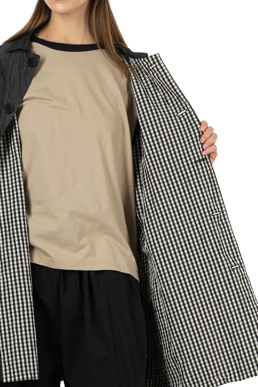 Veritecoeur - Box Half Coat - Black x Black Check