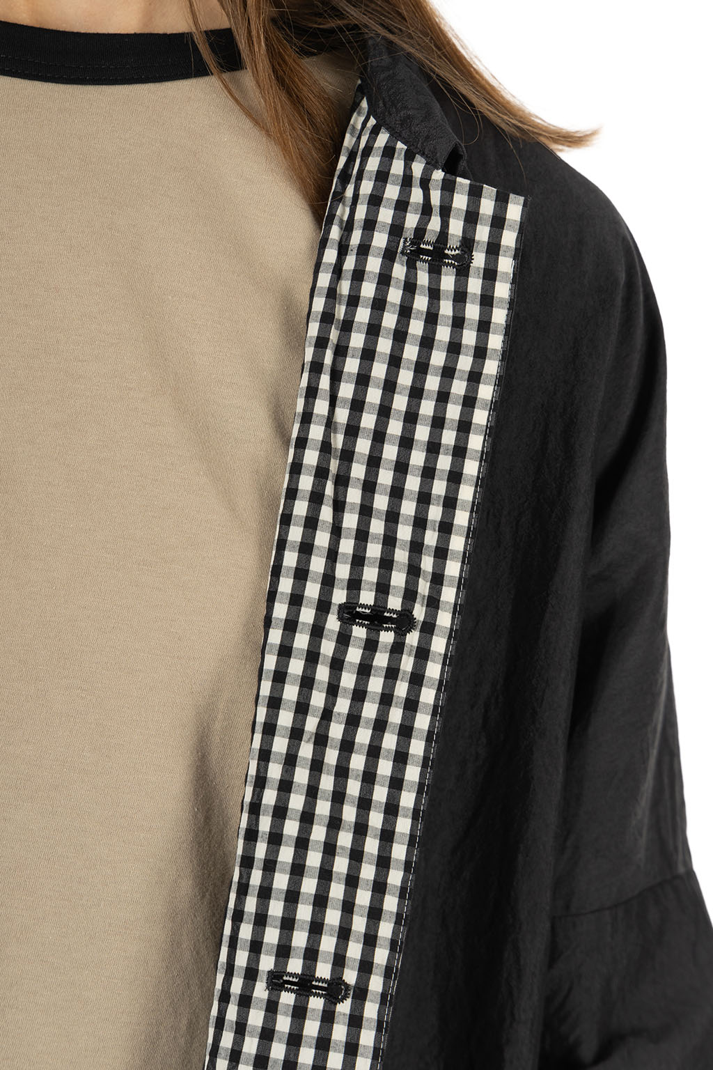 Veritecoeur - Box Half Coat - Black x Black Check