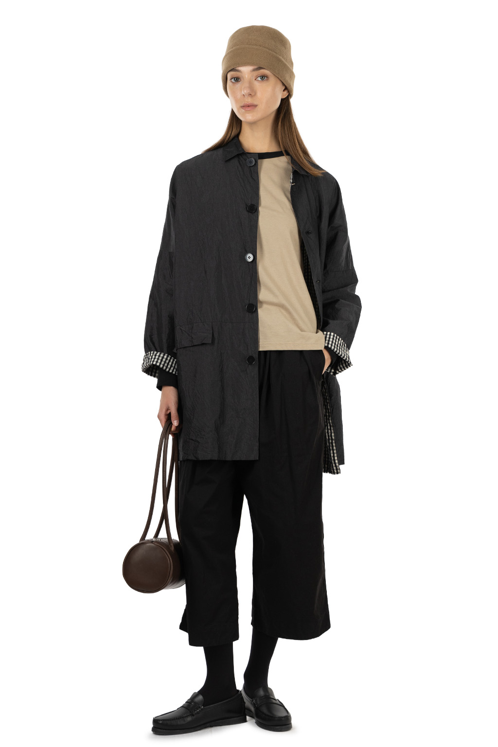 Veritecoeur - Box Half Coat - Black x Black Check