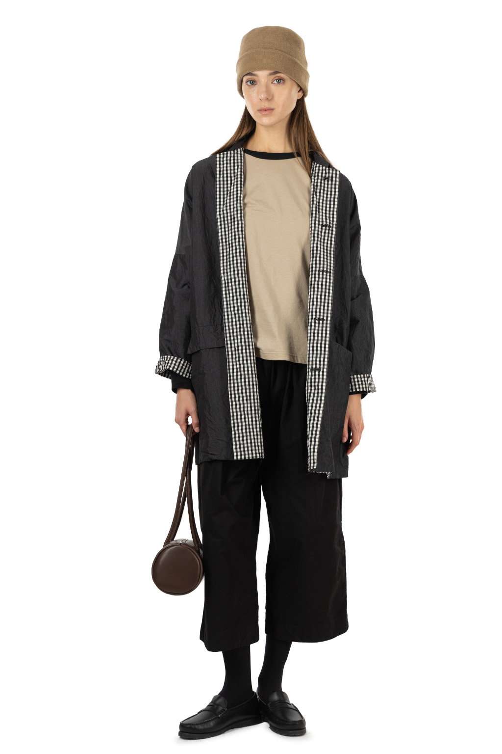Veritecoeur - Box Half Coat - Black x Black Check
