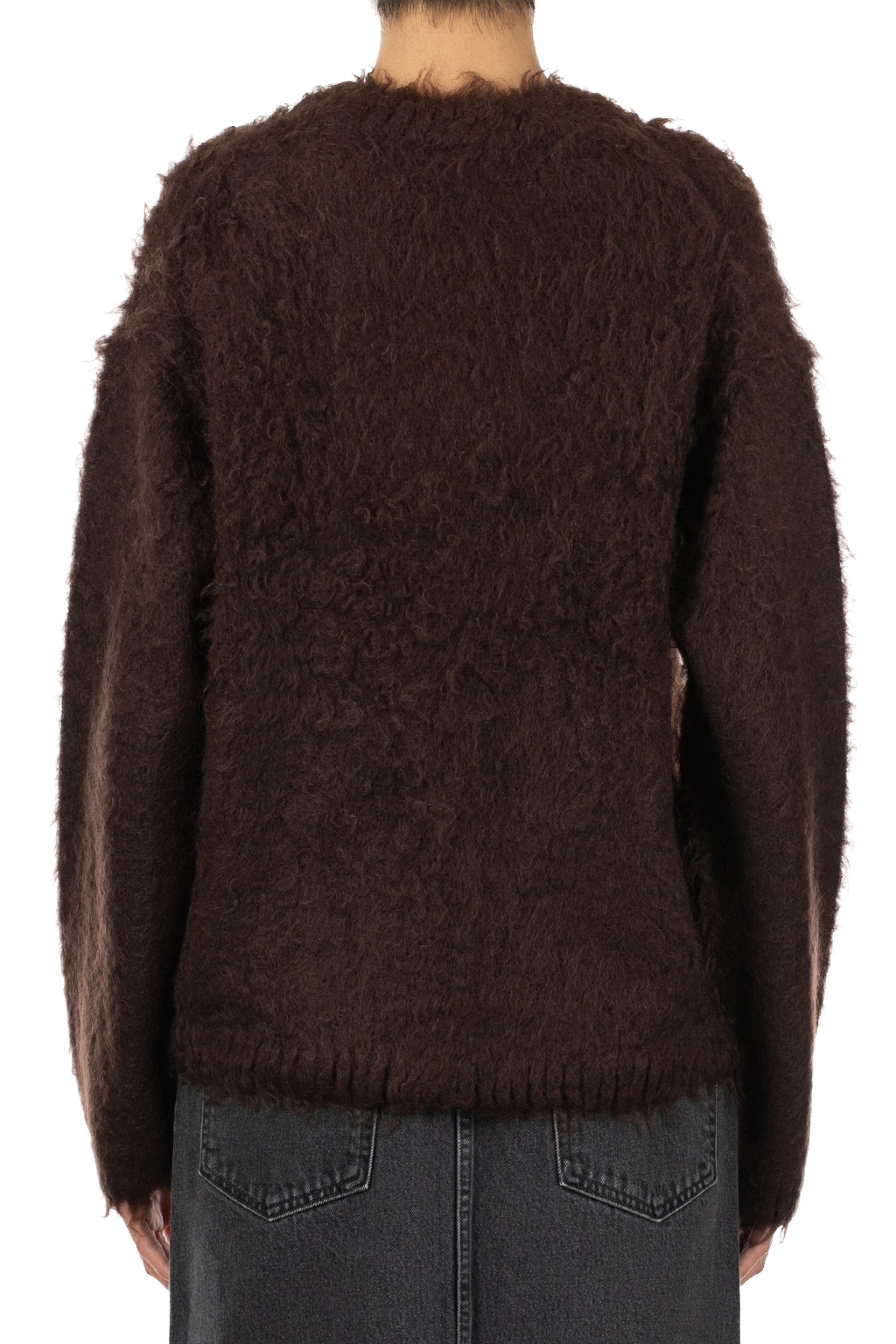 YLEVE - Mohair Napping Knit Pullover - Brown