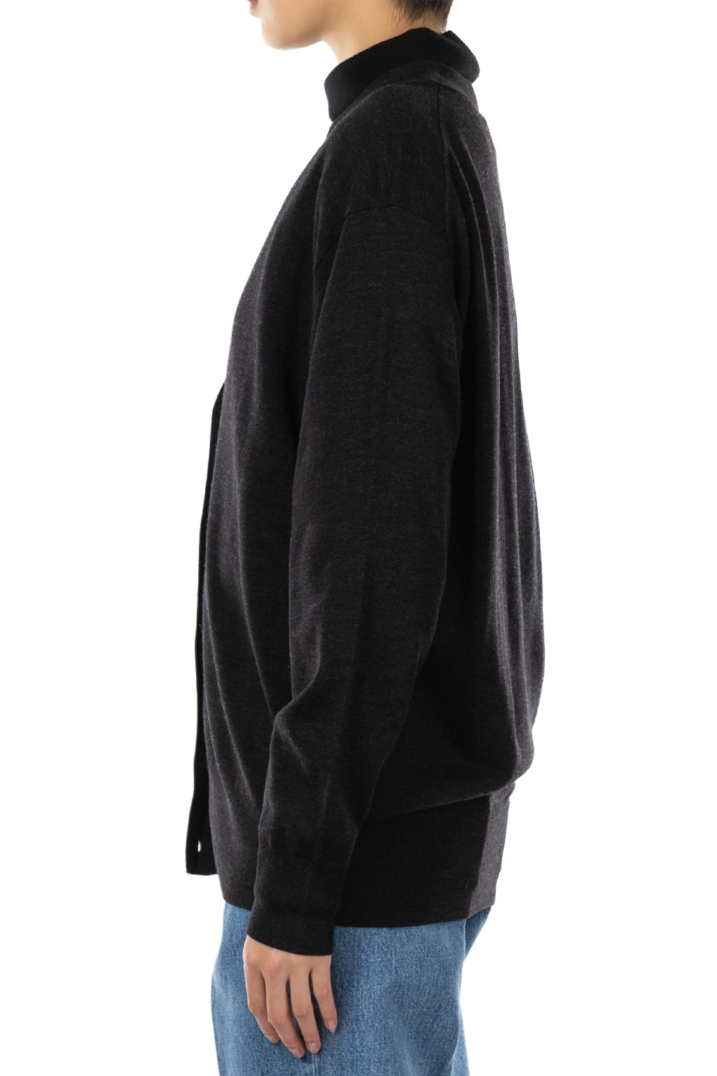 YLEVE - Superfine 120’s Wool Knit Cardigan - Charcoal