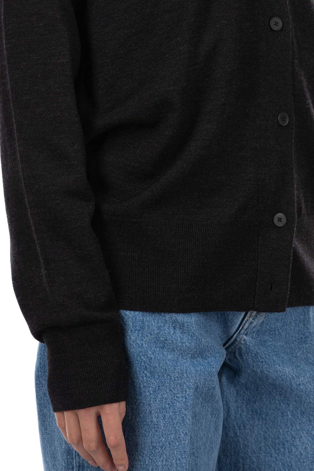 YLEVE - Superfine 120’s Wool Knit Cardigan - Charcoal