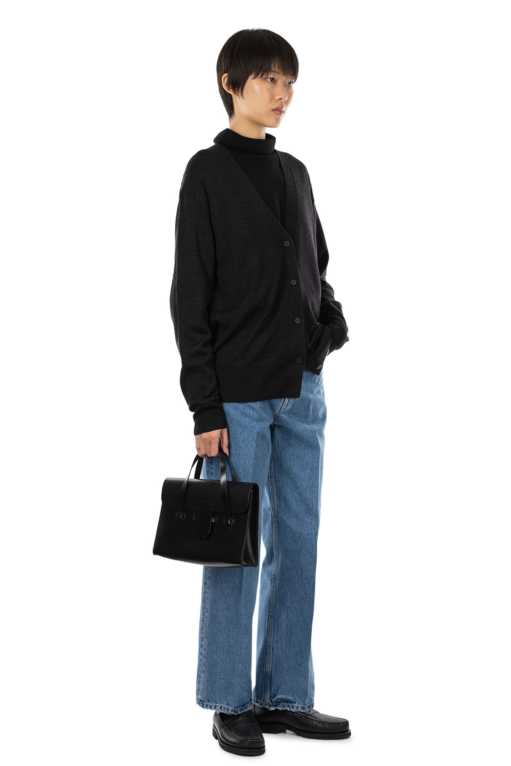 YLEVE - Superfine 120’s Wool Knit Cardigan - Charcoal