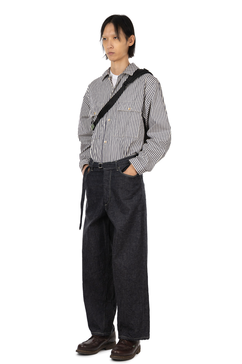 blurhms - 12.9oz Denim Bias Belted Pants - Indigo